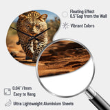 African Leopard Portrait I - Asymmetric Metal Wall Clock