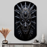 African Mask Tribe IV - Asymmetric Metal Wall Clock