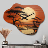 African Tribal Sunset I - Asymmetric Metal Wall Clock