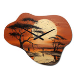 African Tribal Sunset I - Asymmetric Metal Wall Clock