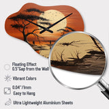 African Tribal Sunset I - Asymmetric Metal Wall Clock