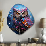 Purple Grey Animal Amethyst Owl Drips - Asymmetric Metal Wall Clock
