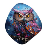 Purple Grey Animal Amethyst Owl Drips - Asymmetric Metal Wall Clock