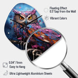 Purple Grey Animal Amethyst Owl Drips - Asymmetric Metal Wall Clock
