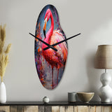 Fuchsia Flamingo Intense Art deco - Asymmetric Metal Wall Clock