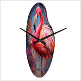 Fuchsia Flamingo Intense Art deco - Asymmetric Metal Wall Clock