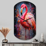 Fuchsia Flamingo Intense Art deco - Asymmetric Metal Wall Clock
