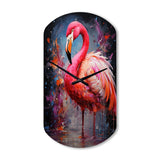Fuchsia Flamingo Intense Art deco - Asymmetric Metal Wall Clock