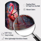 Fuchsia Flamingo Intense Art deco - Asymmetric Metal Wall Clock