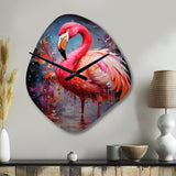 Fuchsia Flamingo Intense Art deco - Asymmetric Metal Wall Clock