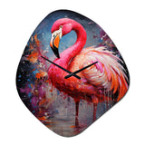 Fuchsia Flamingo Intense Art deco - Asymmetric Metal Wall Clock