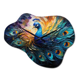 Peacock Feather Drips II - Asymmetric Metal Wall Clock
