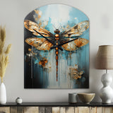 Gold Animal Turquoise Dragonfly Drips - Asymmetric Metal Wall Clock