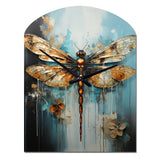 Gold Animal Turquoise Dragonfly Drips - Asymmetric Metal Wall Clock