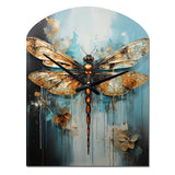 Gold Animal Turquoise Dragonfly Drips - Asymmetric Metal Wall Clock