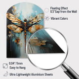 Gold Animal Turquoise Dragonfly Drips - Asymmetric Metal Wall Clock