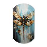 Gold Animal Turquoise Dragonfly Drips - Asymmetric Metal Wall Clock