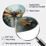 Gold Animal Turquoise Dragonfly Drips - Asymmetric Metal Wall Clock