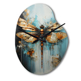 Gold Animal Turquoise Dragonfly Drips - Asymmetric Metal Wall Clock