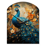 Teal Gold Emerald Peacock Drips - Asymmetric Metal Wall Clock