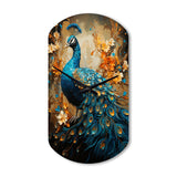 Teal Gold Emerald Peacock Drips - Asymmetric Metal Wall Clock