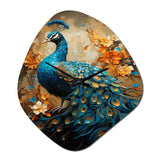 Teal Gold Emerald Peacock Drips - Asymmetric Metal Wall Clock