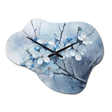 Apple Blossom Monochromatic Elegance VII - Asymmetric Metal Wall Clock