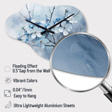 Apple Blossom Monochromatic Elegance VII - Asymmetric Metal Wall Clock