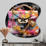 Fashion Bag Couture Pink Gold - Asymmetric Metal Wall Clock