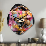 Fashion Bag Couture Pink Gold - Asymmetric Metal Wall Clock