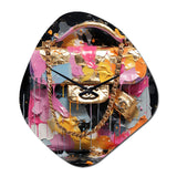 Fashion Bag Couture Pink Gold - Asymmetric Metal Wall Clock