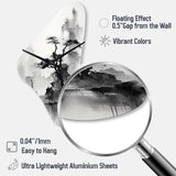 Asian Art Landscape Sumi - Asymmetric Metal Wall Clock