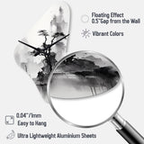 Asian Art Landscape Sumi - Asymmetric Metal Wall Clock