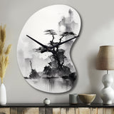 Asian Art Landscape Sumi - Asymmetric Metal Wall Clock
