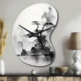 Asian Art Landscape Sumi - Asymmetric Metal Wall Clock