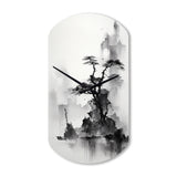 Asian Art Landscape Sumi - Asymmetric Metal Wall Clock