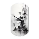 Asian Art Landscape Sumi - Asymmetric Metal Wall Clock