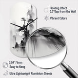 Asian Art Landscape Sumi - Asymmetric Metal Wall Clock