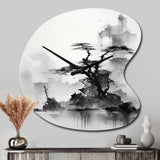 Asian Art Landscape Sumi - Asymmetric Metal Wall Clock