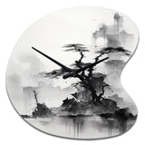 Asian Art Landscape Sumi - Asymmetric Metal Wall Clock
