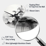 Asian Art Landscape Sumi - Asymmetric Metal Wall Clock
