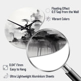 Asian Art Landscape Sumi - Asymmetric Metal Wall Clock