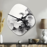 Asian Art Landscape Sumi - Asymmetric Metal Wall Clock
