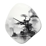 Asian Art Landscape Sumi - Asymmetric Metal Wall Clock