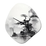 Asian Art Landscape Sumi - Asymmetric Metal Wall Clock