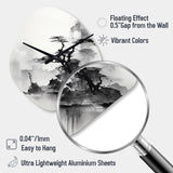 Asian Art Landscape Sumi - Asymmetric Metal Wall Clock