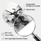 Asian Art Landscape Sumi - Asymmetric Metal Wall Clock