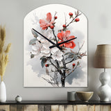 Asian Art Apple Blossom I - Asymmetric Metal Wall Clock