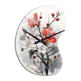 Asian Art Apple Blossom I - Asymmetric Metal Wall Clock