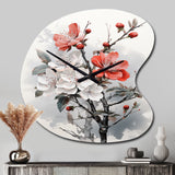 Asian Art Apple Blossom I - Asymmetric Metal Wall Clock
